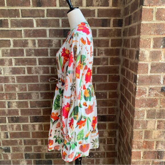 Figue Shaina Botanical Beach 100% Cotton Summer Shirtdress M - Picture 9 of 12